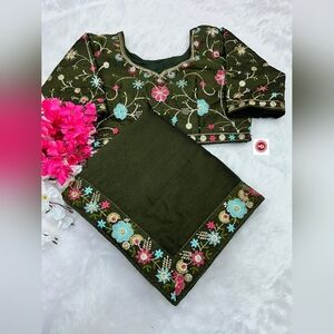 Embroidered Olive Green Women's Top